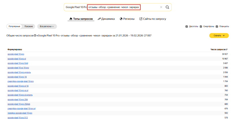 Как быстро уточнить частотность запросов в Wordstat